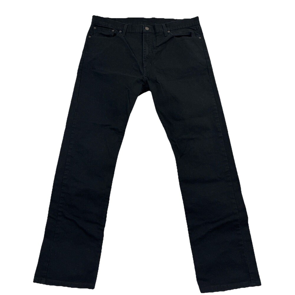 Levis 513 Jeans Mens 38x32 Straight Leg Slim Fit Black Dark Wash Stretch Denim